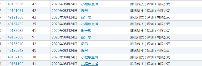 腾讯申请注册敲一敲与小程序直播商标