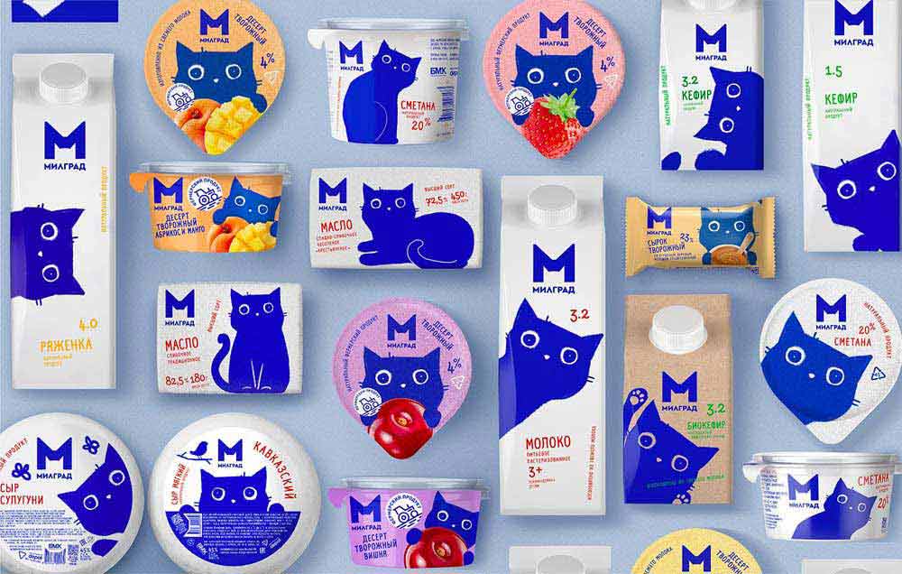 乳制品品牌Milgrad的蓝猫新logo