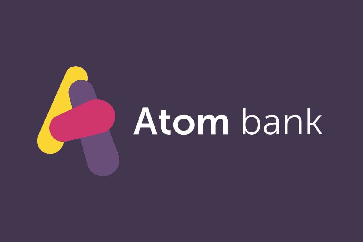 Atom Bank银行反白logo