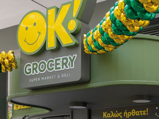 Ok Grocery标志设计含义及便利店品牌设计理念