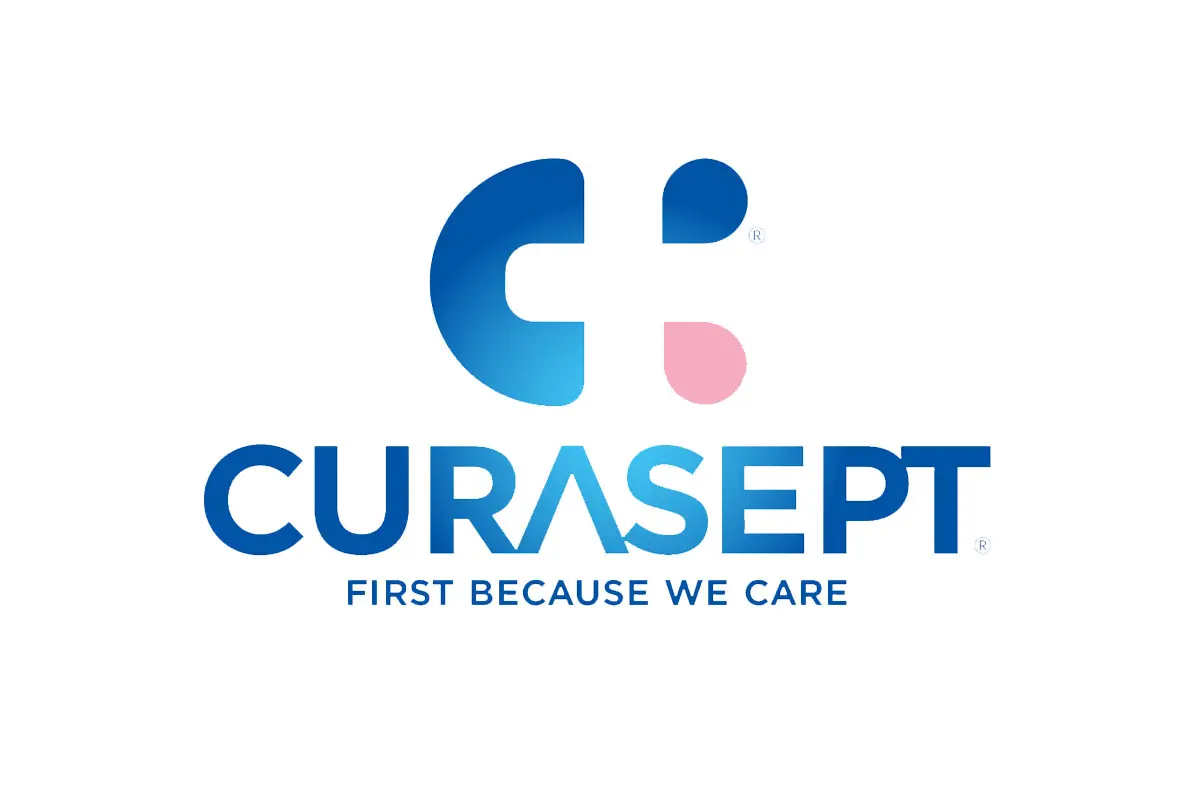 Curasept品牌LOGO设计案例-字体元素标志设计