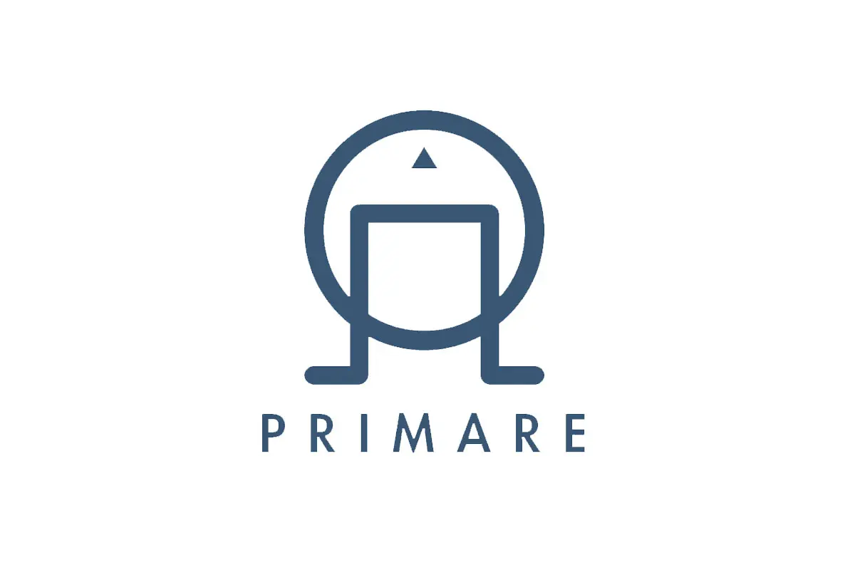 Primare翩美品牌LOGO设计案例-字母元素标志设计