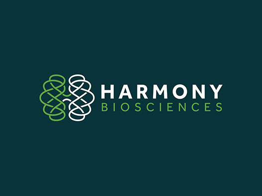 Harmony Biosciences和谐生物科技logo设计含义解读及神经系统疾病品牌标志设计理念
