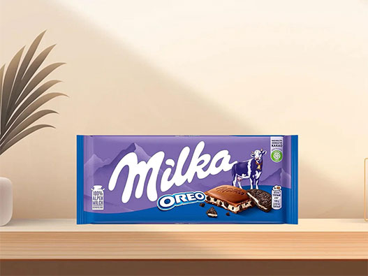 Milka妙卡巧克力logo设计含义解读及牛奶巧克力品牌标志设计理念