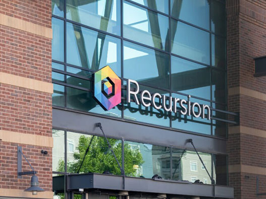 Recursion Pharmaceutical标志设计含义解读及AI医疗品牌logo设计理念