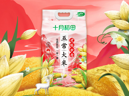 十月稻田logo设计含义及大米品牌标志设计理念