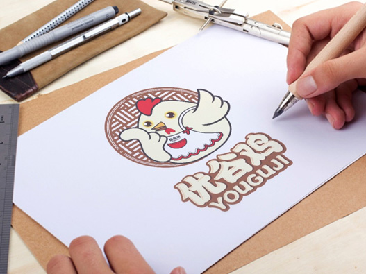 优谷鸡logo设计含义及餐饮品牌标志设计理念