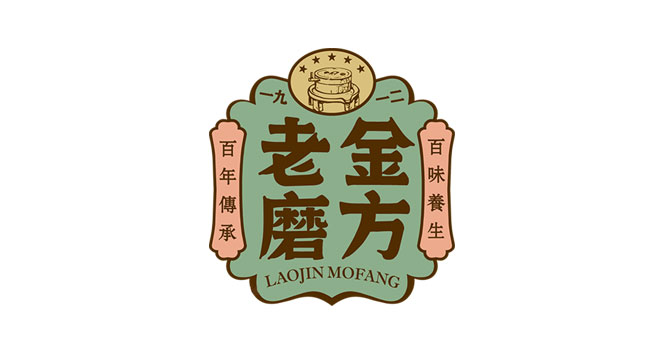 老金磨方logo设计含义及麦片品牌标志设计理念