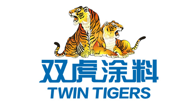 TWINTIGERS双虎涂料logo设计含义及设计理念-三文品牌