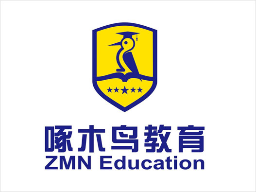 留学机构公司LOGO设计-啄木鸟教育公司品牌logo设计