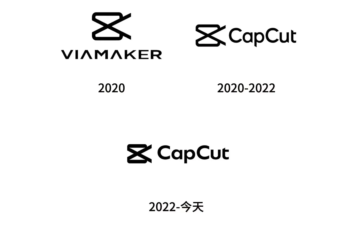 CapCut剪映视频编辑工具往年旧logo设计-剪辑工具标志设计