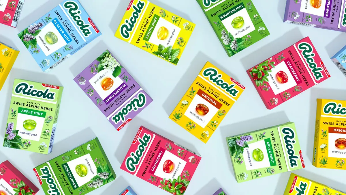 Ricola‌瑞士利口乐润喉糖-草书圆角标志设计公司