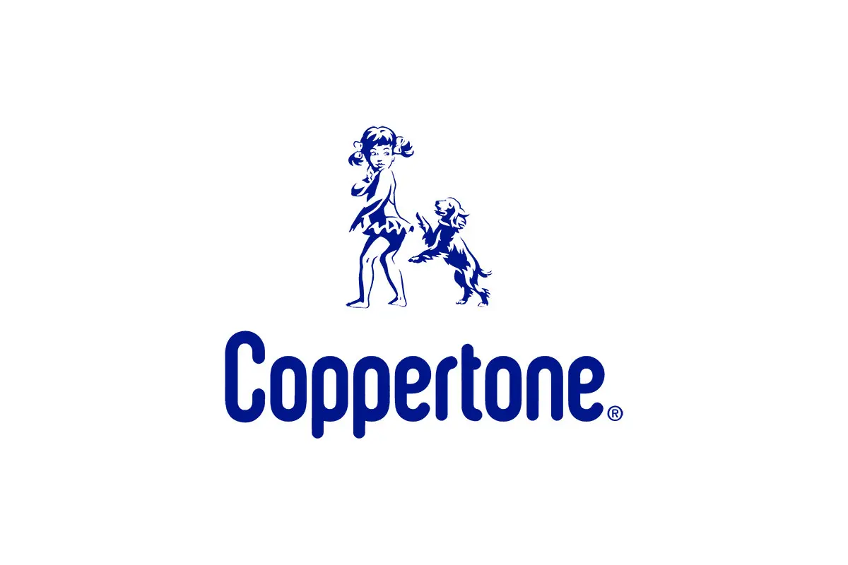 Coppertone美国水宝宝防晒霜乳logo设计-女孩与小狗logo设计