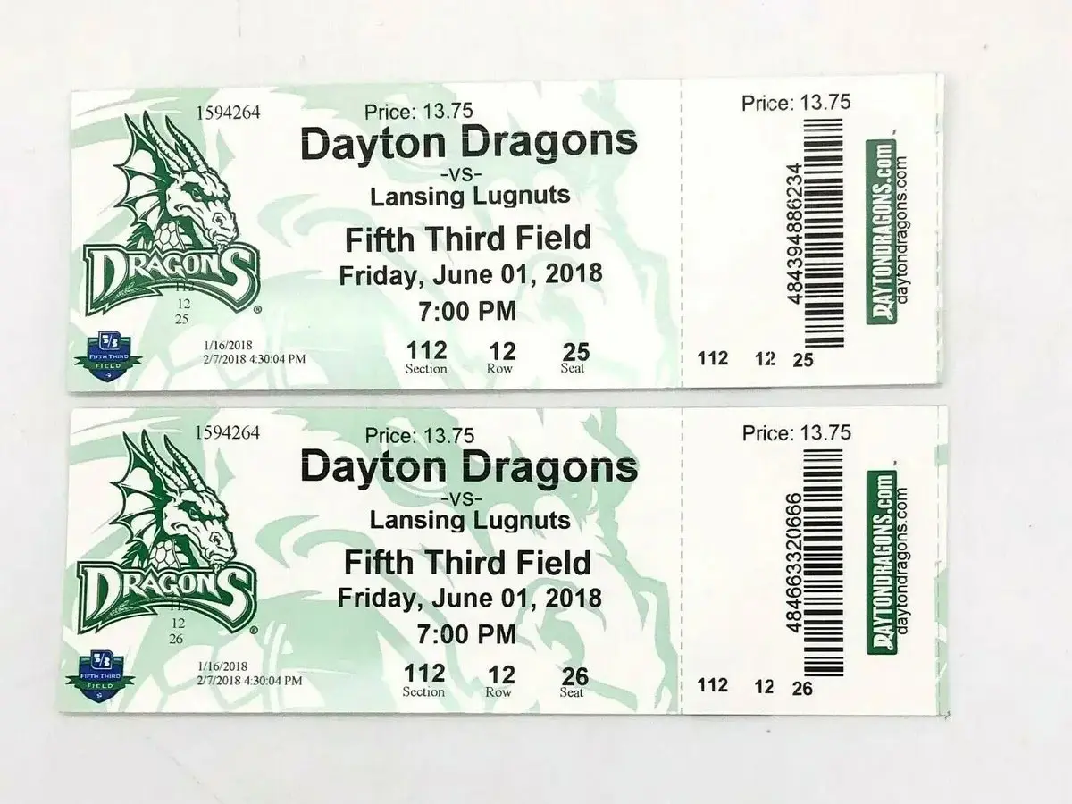 Dayton Dragons美国代顿龙职业棒球队门票-犄角logo设计