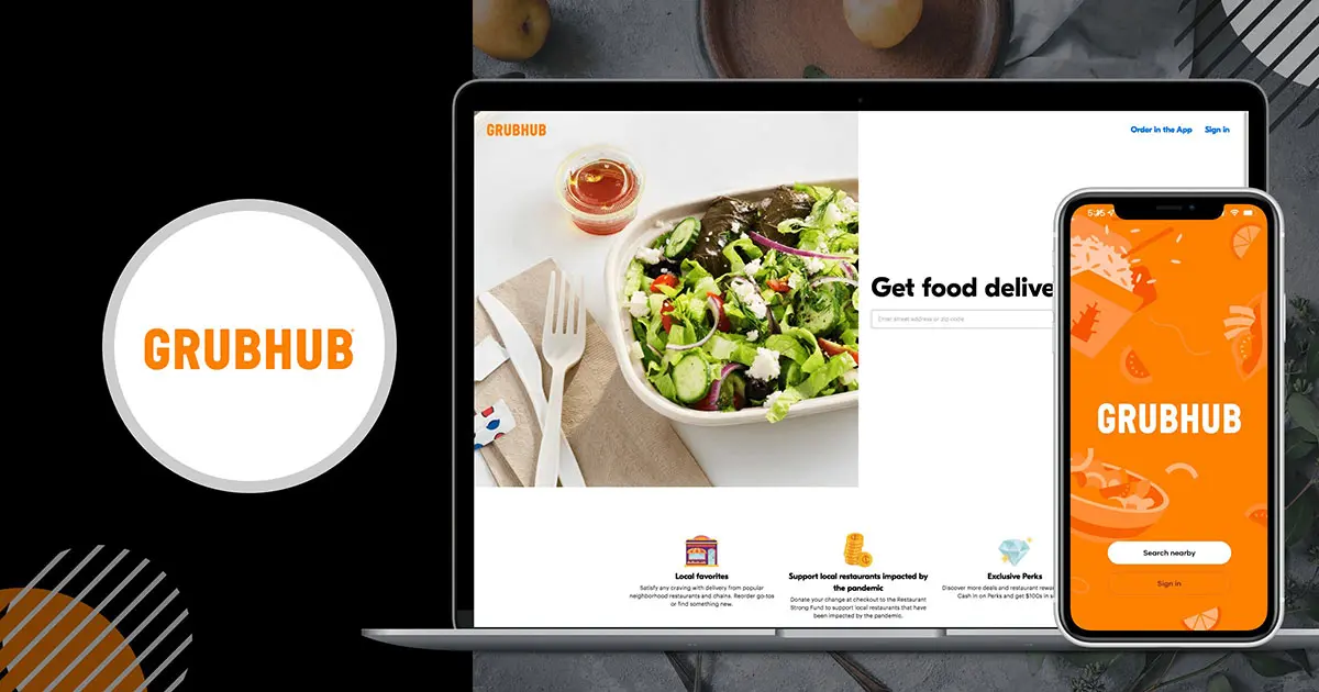 Grubhub美国在线食品配送平台-刀叉图案标志设计