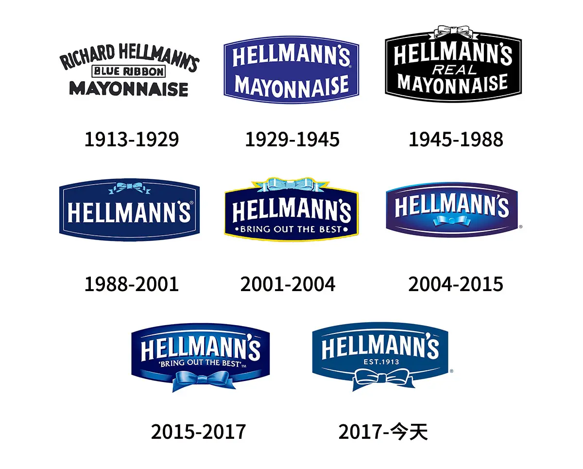 Hellmann's联合利华好乐门调味酱往年旧logo设计-调味酱商标设计