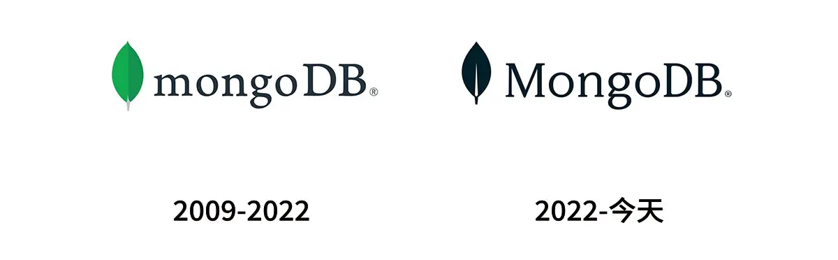 MongoDB数据库管理软件往年旧logo设计-绿叶标志设计