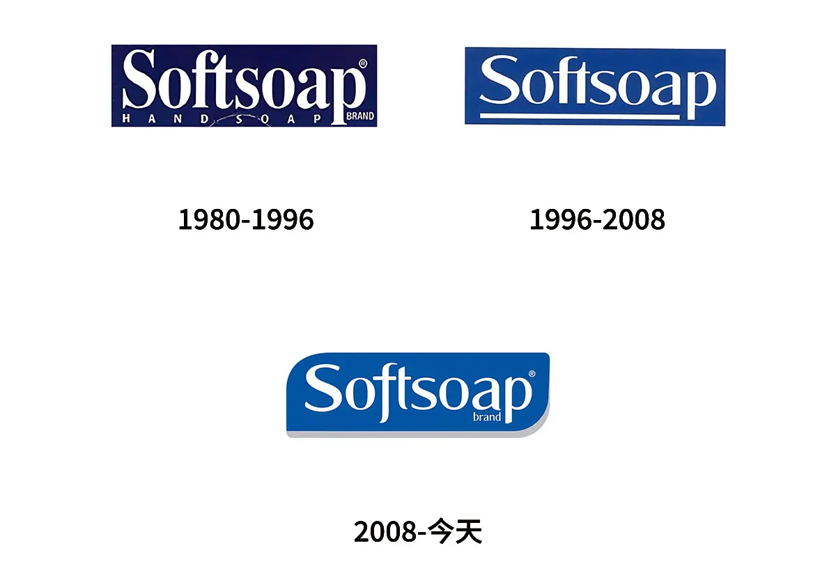 Softsoap brand美国液体肥皂往年旧logo设计-洗手皂商标设计