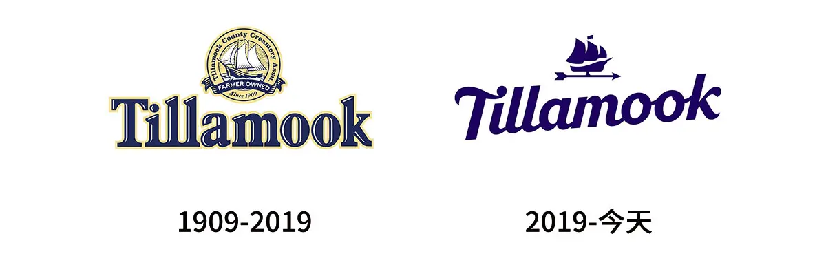 Tillamook美国冰淇淋往年旧logo设计-牛奶巧克力标志设计