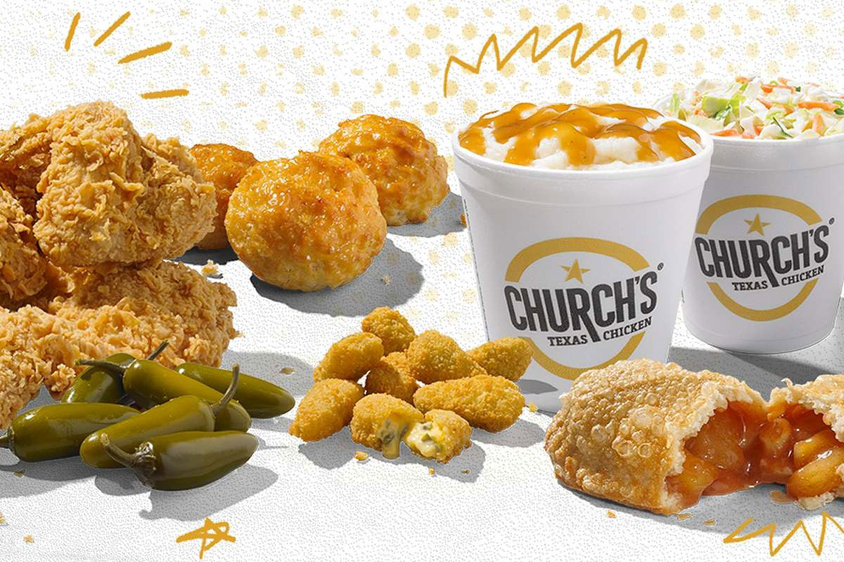 德克圣堂炸鸡logo设计赏析：Church's Texas Chicken的金色孤星与美式徽章符号