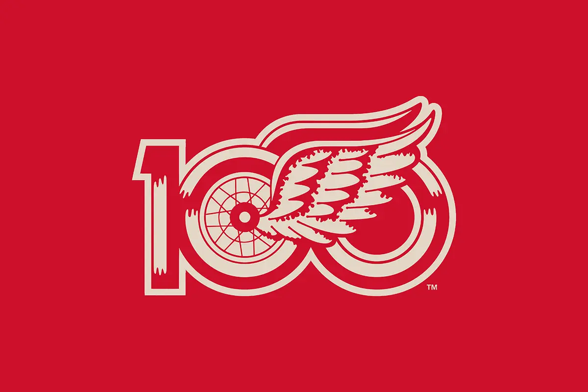 Detroit Red Wings底特律红翼队条幅-蓝球队标志设计公司